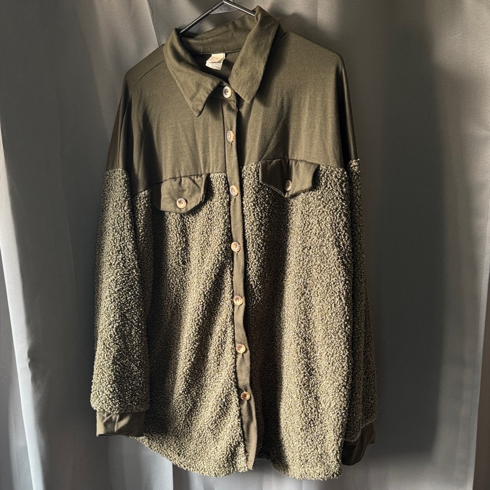 7th Ray Olive Button-Up Jacket